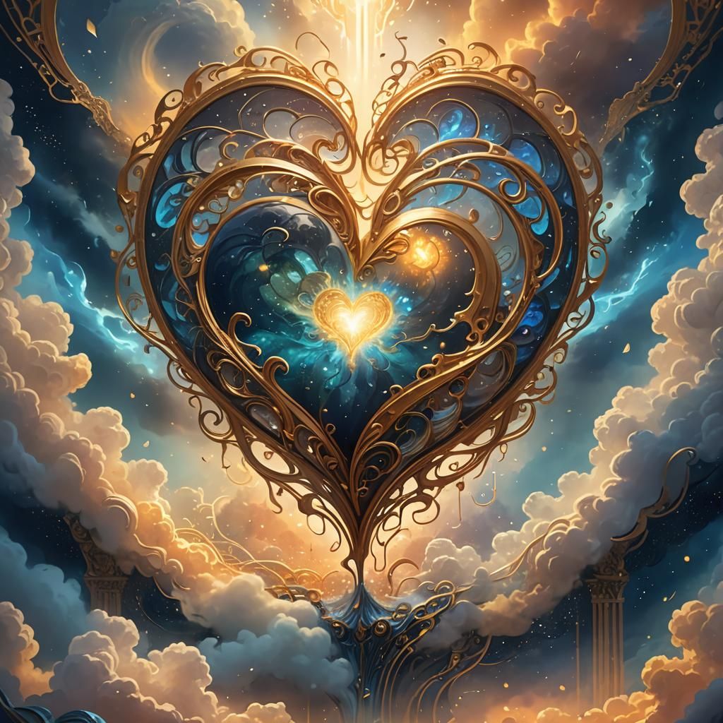 Ethereal Heart in a Swirl of Thoughts