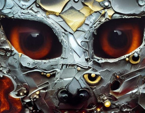 Surreal Creature with Mechanical Weapon in Desolate Landscap...