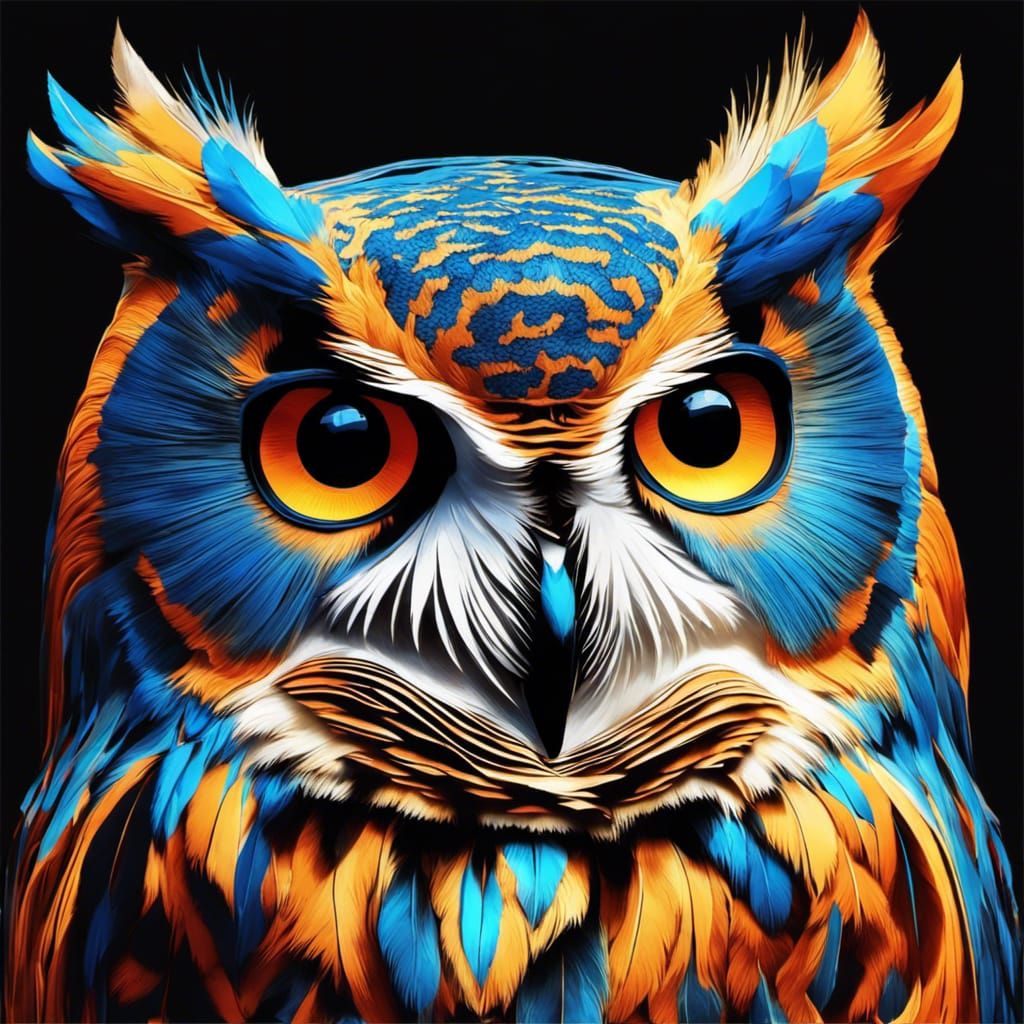 Blue and white Owl - AI Generated Artwork - NightCafe Creator