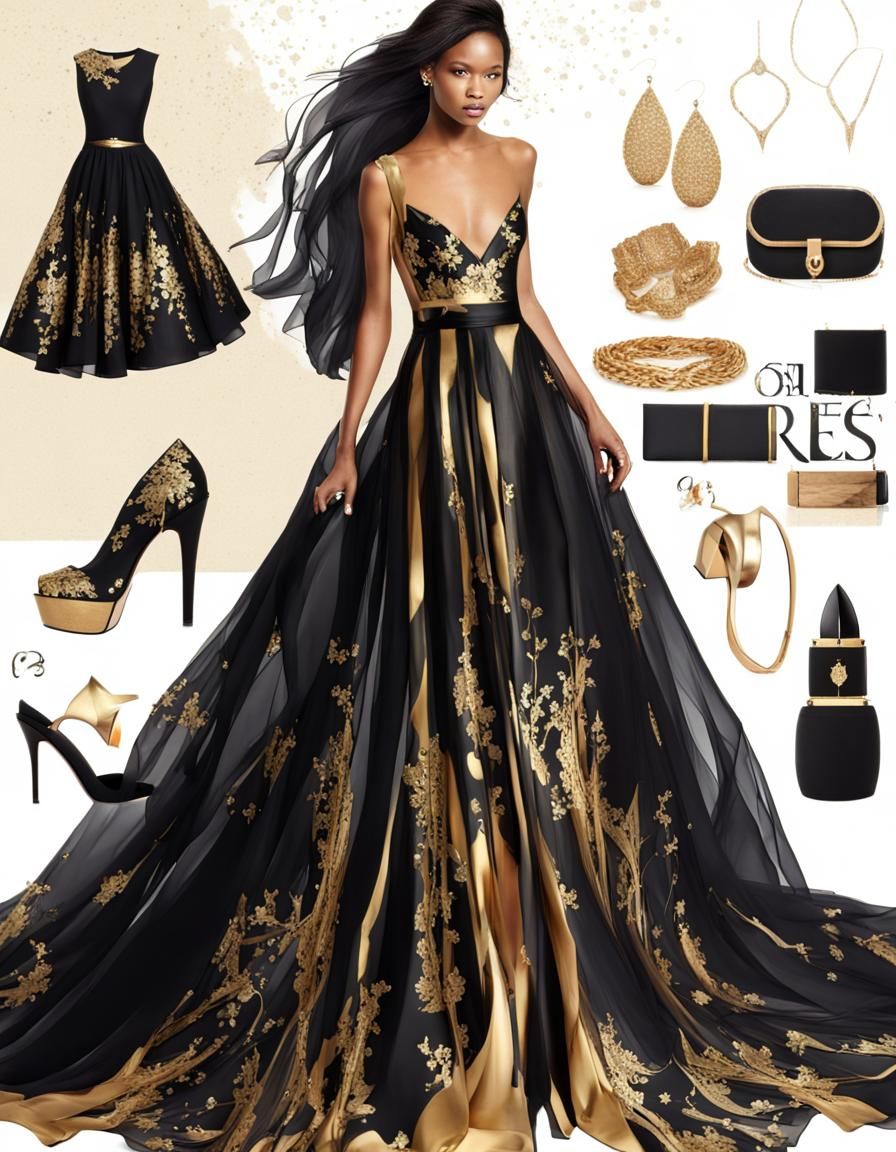 Beautiful black and gold dress