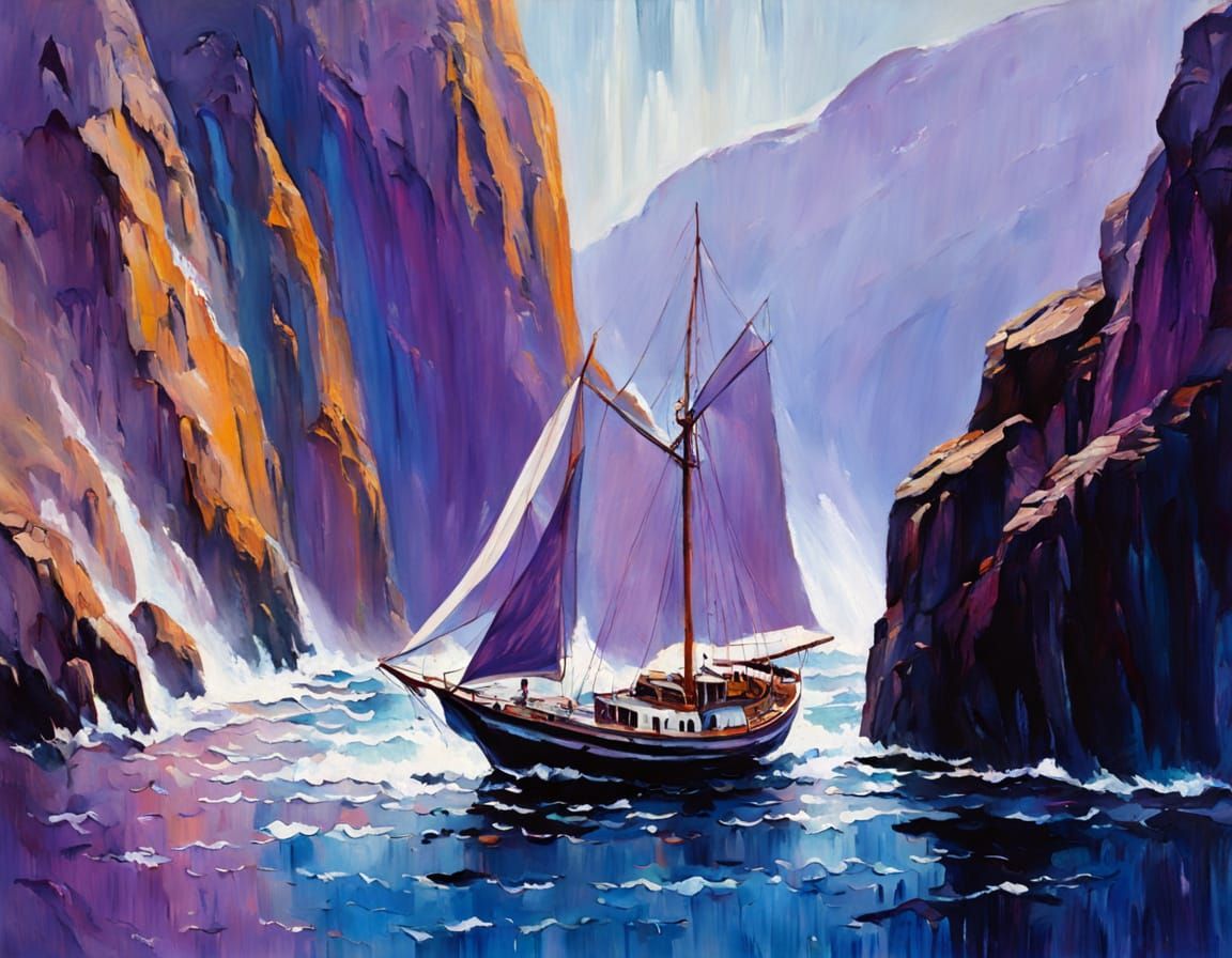 2 likes. Amethyst sailboat. Impressionist gouache  by @Ally