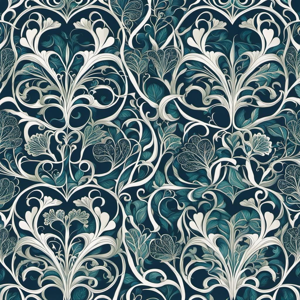 Art Nouveau style Hearts.