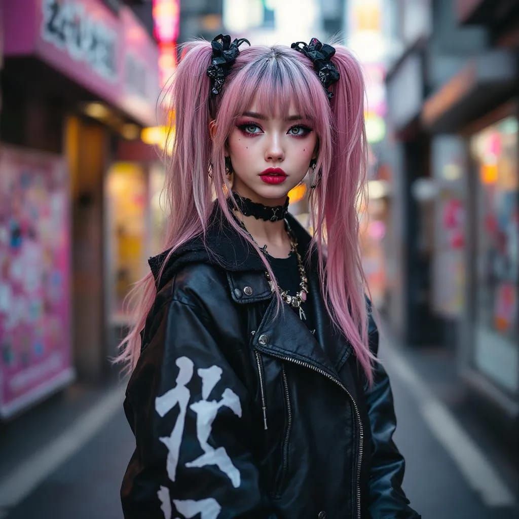 Punk gyaru girl in Ura-Harajuku, Jirai Kei and Gothic Rolita...