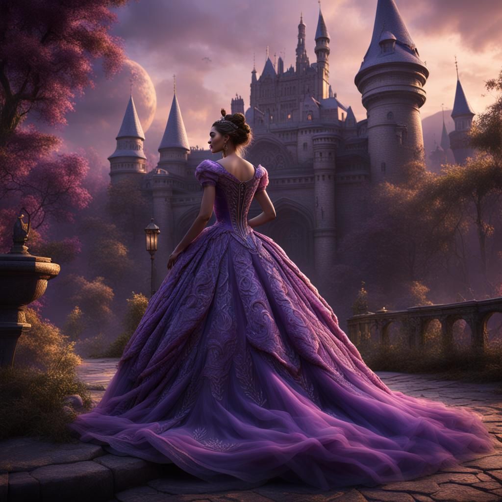 a women in a purple ballgown