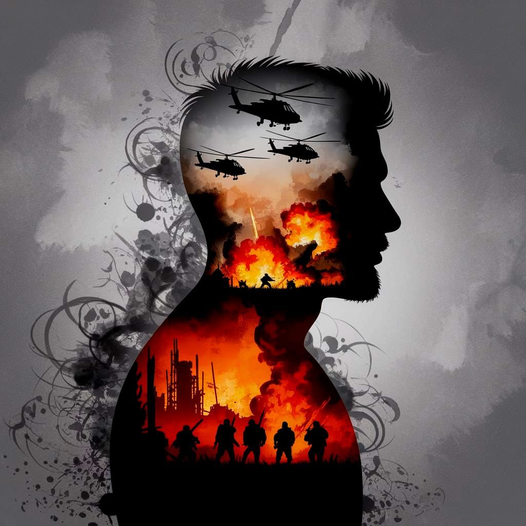 Double exposure art in the style  - war destroys everything  by @Mary