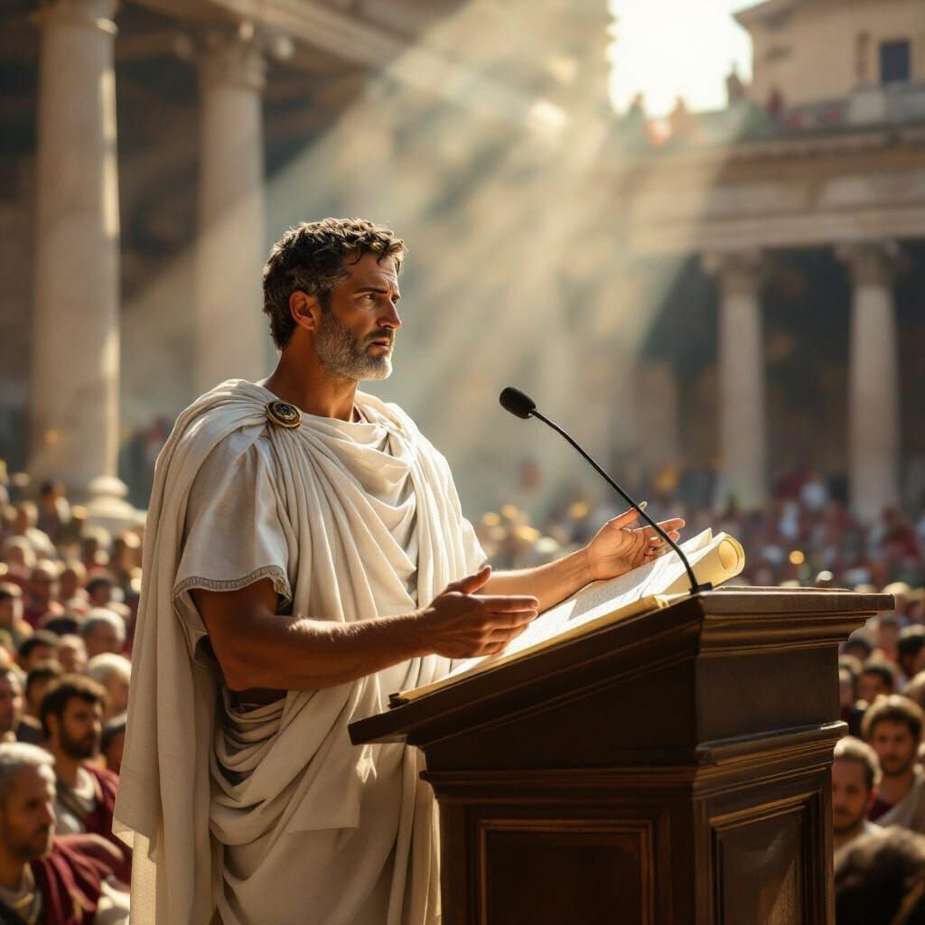 Friends, Romans, countrymen, lend me your ears;
I come to bury Caesar, not to praise him.
The evil that men do lives after them;
The good is...