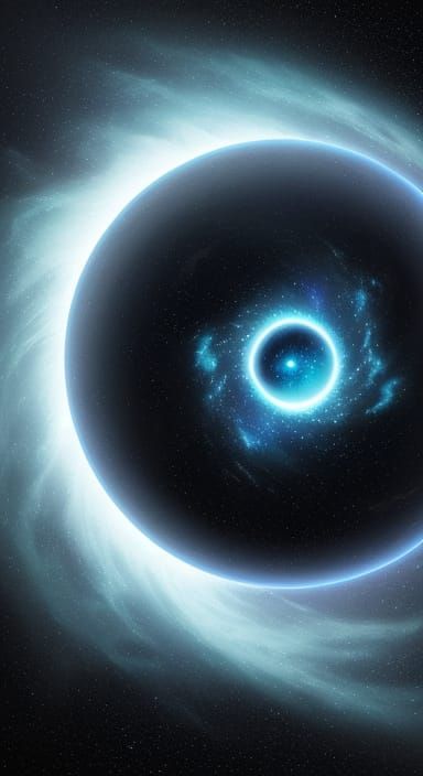 A colossal, crystalline eye floats serenely in the void of deep space, reflecting nebulae and distant galaxies within its iris. Swarms of ti...