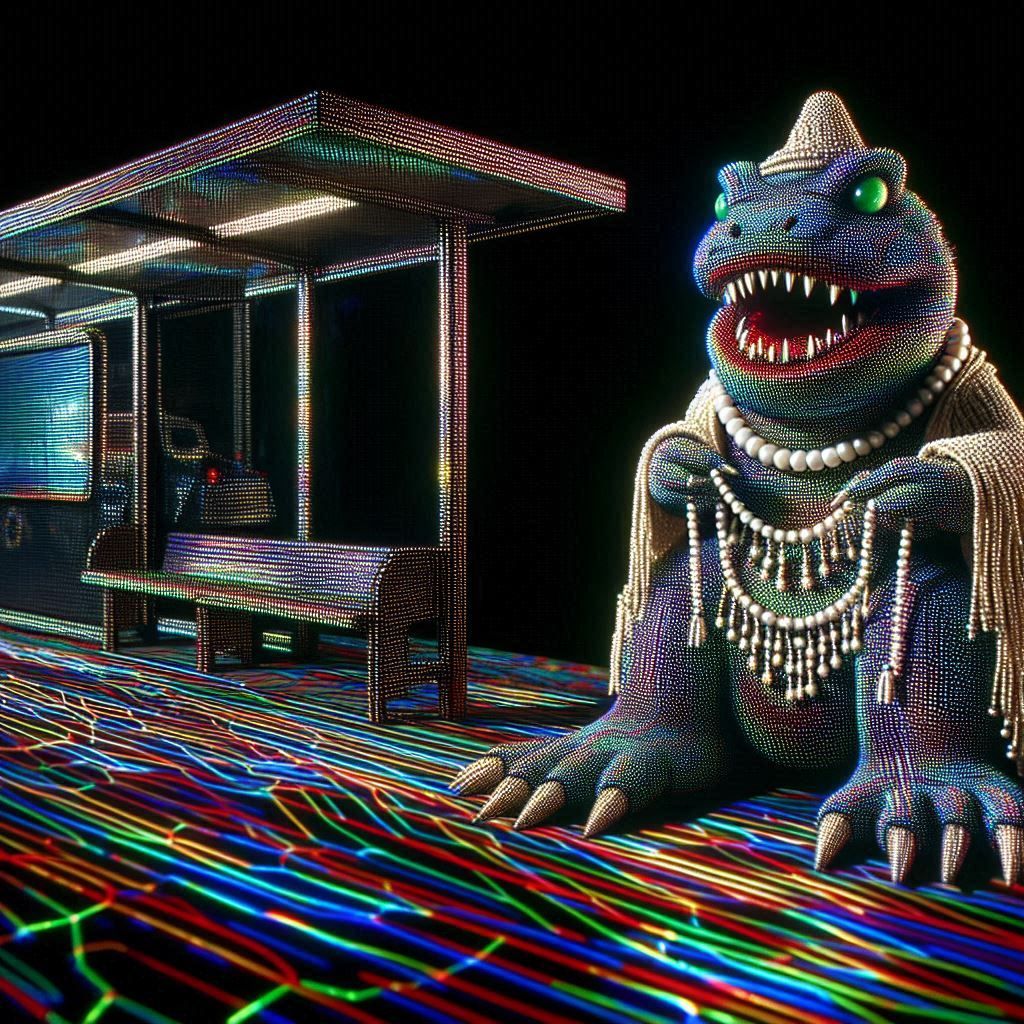 gila monster/beaded lizard at the bus stop