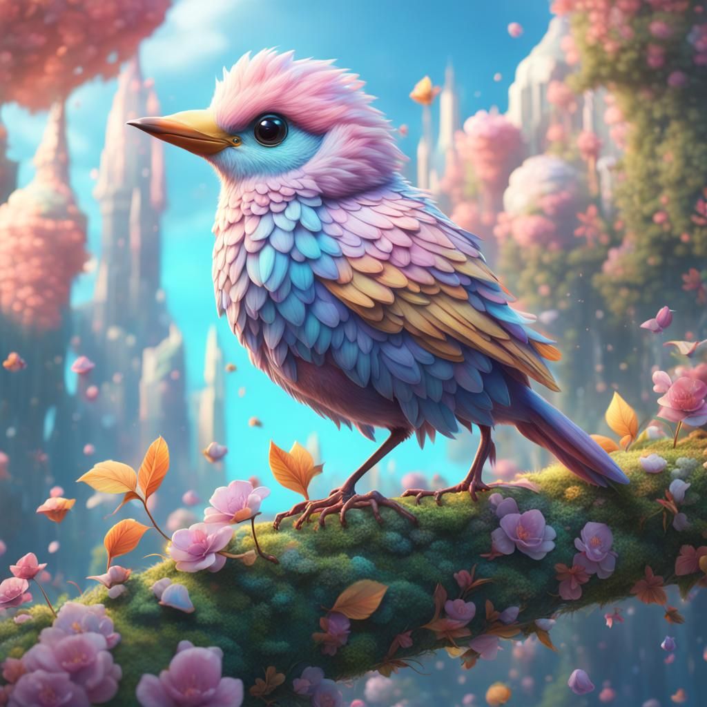 pastel bird extremely cute vibrate