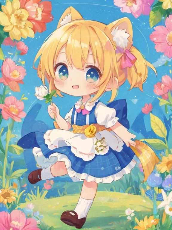 Chibi girl wearing pastel gingham Amanda Sage complementary ...