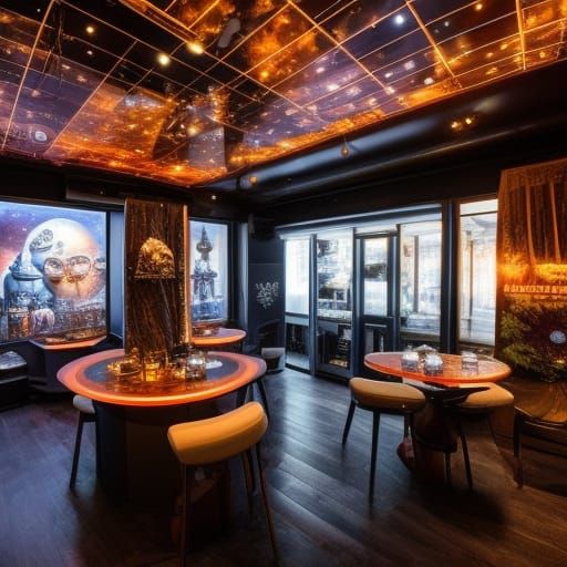 Celestial Coffee Shop adorable coffee shop in outer space, i...