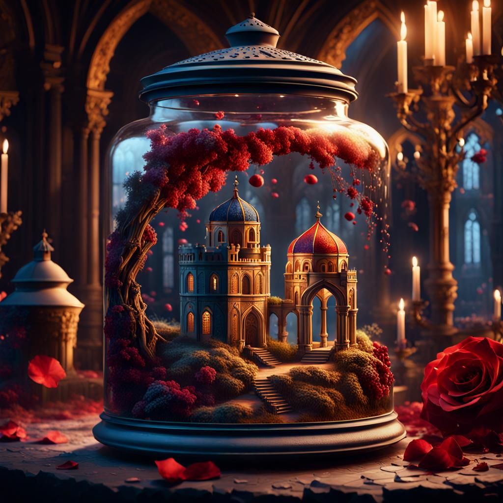 A Romeo and Juliet setting in a jar - AI Generated Artwork - NightCafe ...