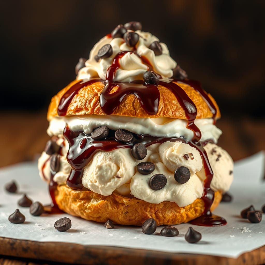 Brioche Ice Cream Sandwich , Typical Italian Street Food