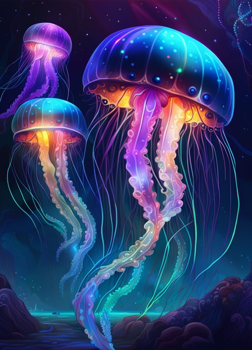 luminous jellyfish Epic cinematic brilliant stunning intricate ...