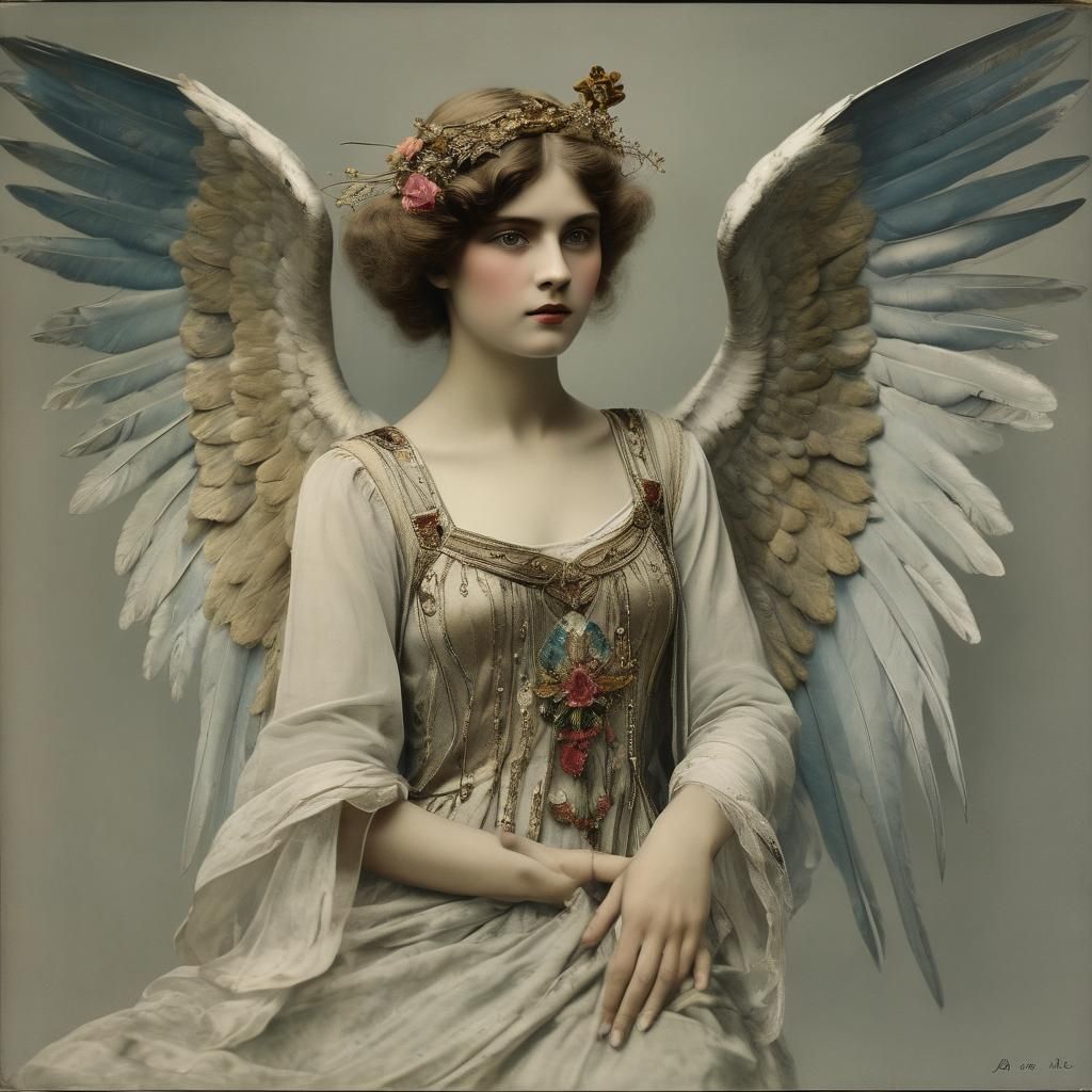 Angel. Hand coloured photo By Adolph de Meyer