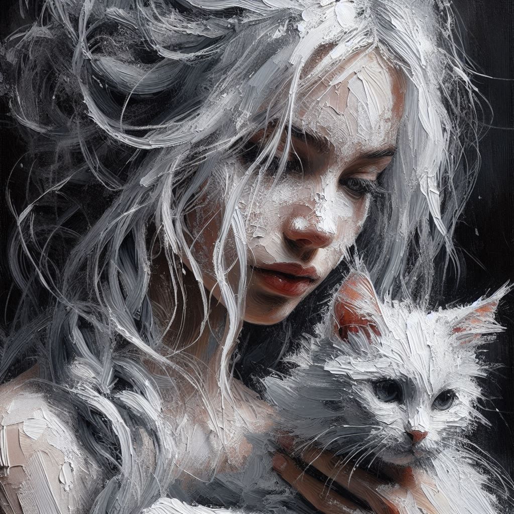 A Girl With Her Cat 5