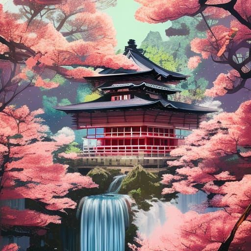 japanese temple  by @ai_art_dude