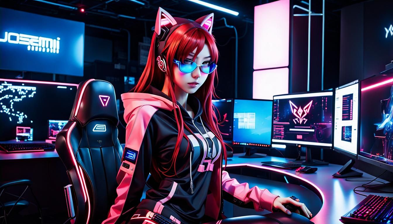 My gaming command center  by @Sabaku Neko