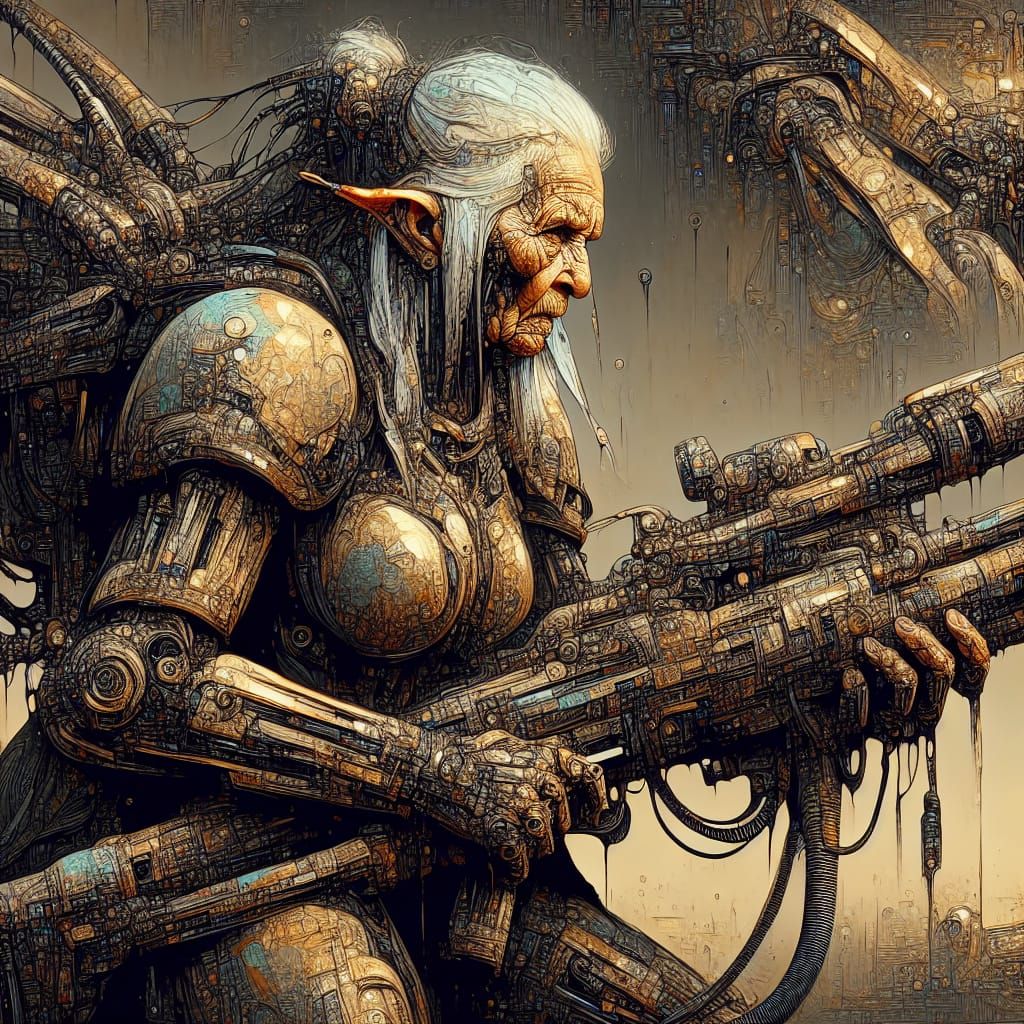 Surreal Cyberpunk Cyborg Knight in Desolate Urban Wasteland