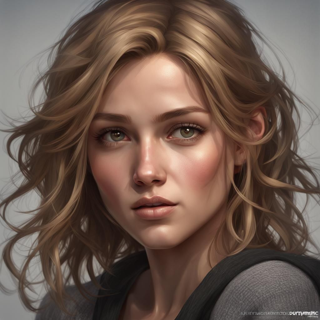 Detailed Portrait of Girl with Golden Brown Hair
