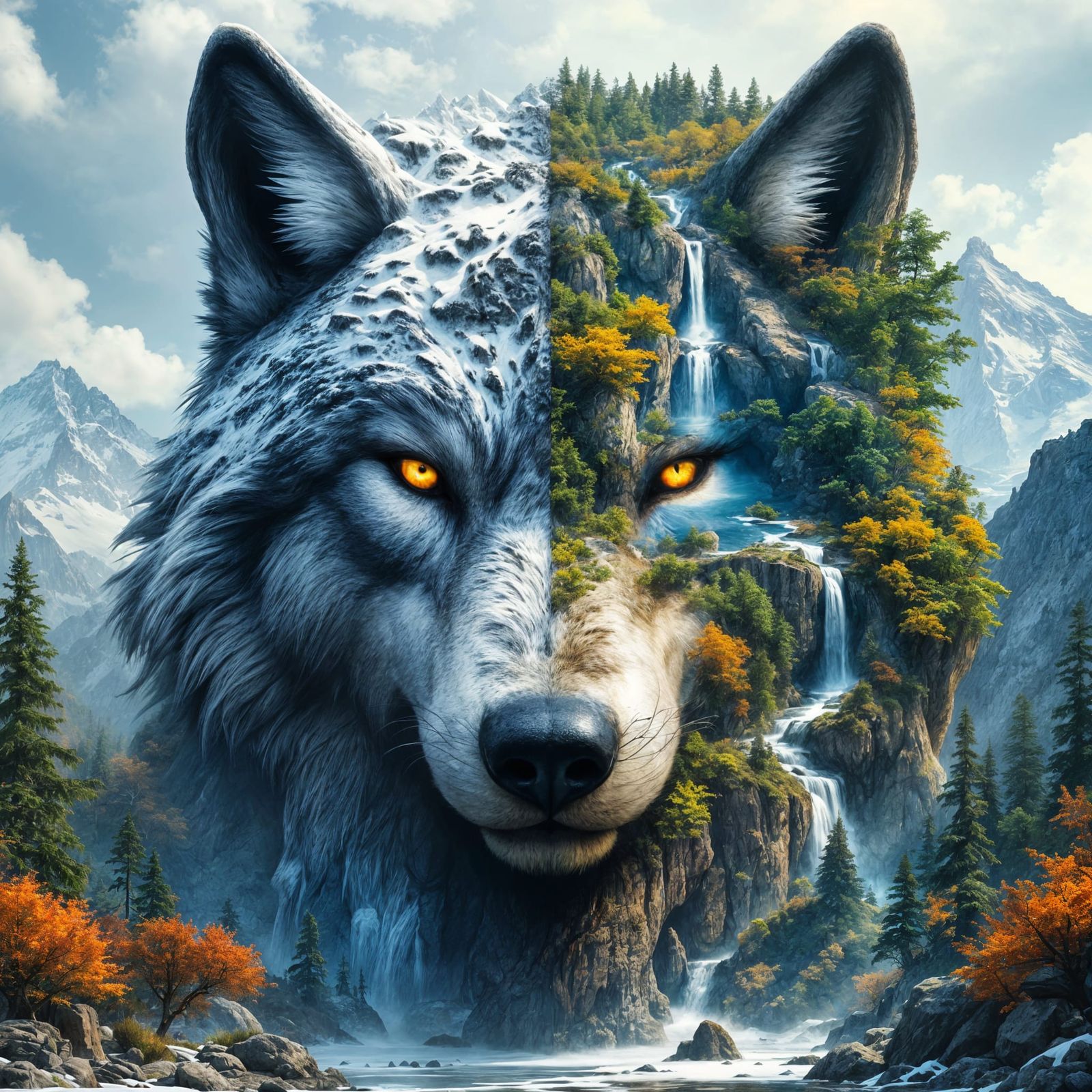 Legendary Wolf of the Shifting Seasons   by @Mandoobie
