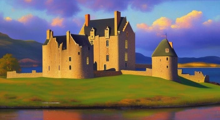 Medieval Eilean Donan Castle At Sunrise (Impressionism) #9