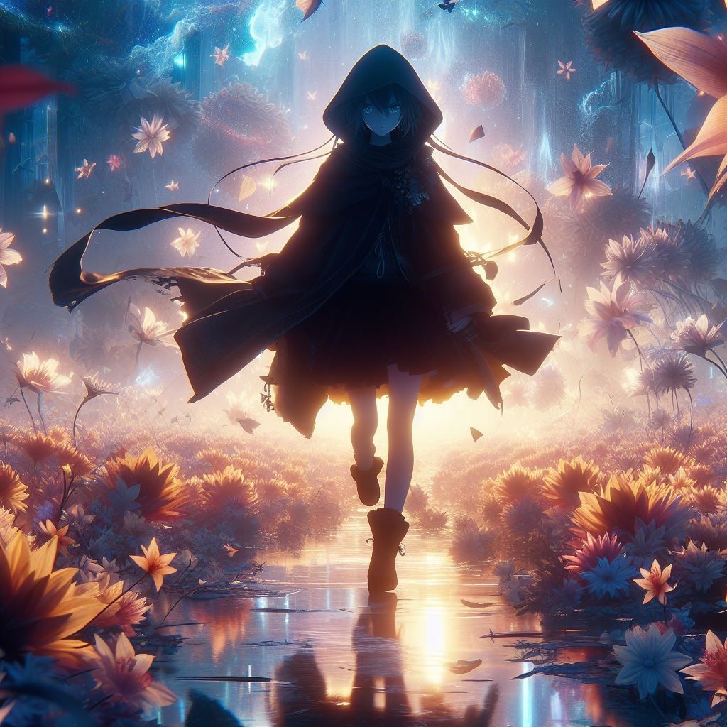 Walking through flowers