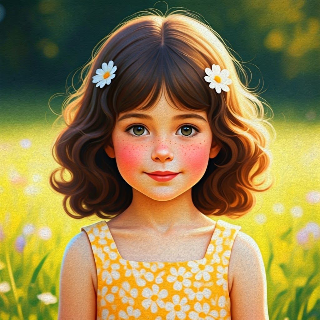 Innocent Child in a Lush Meadow