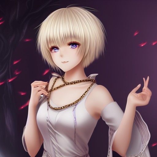 Anime Girl with Emerald Eyes in Fantasy Style