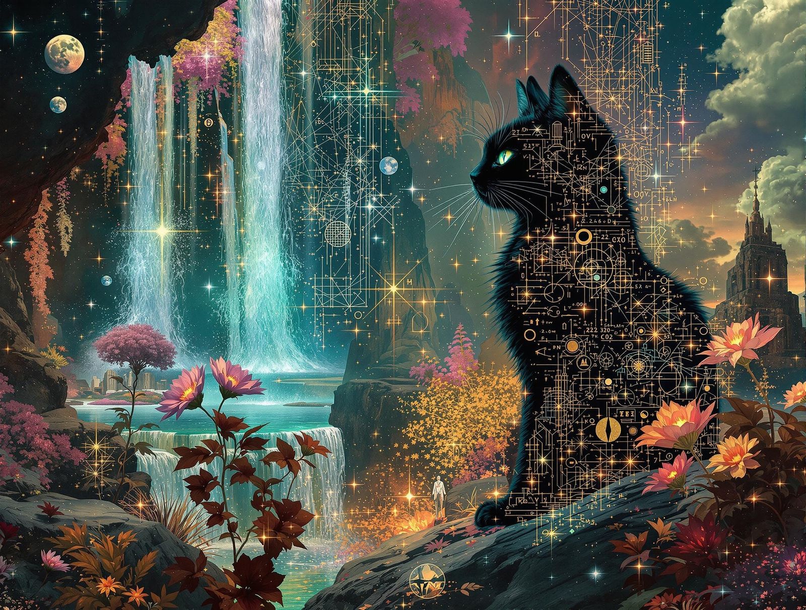 Math Art, black cat  by @Michael Hendrickson