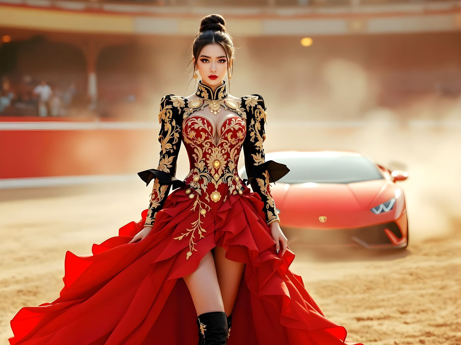 K-pop star Chung Ha in her music video "Play" bullfighting a Lamborghini  by @Gary Murakami