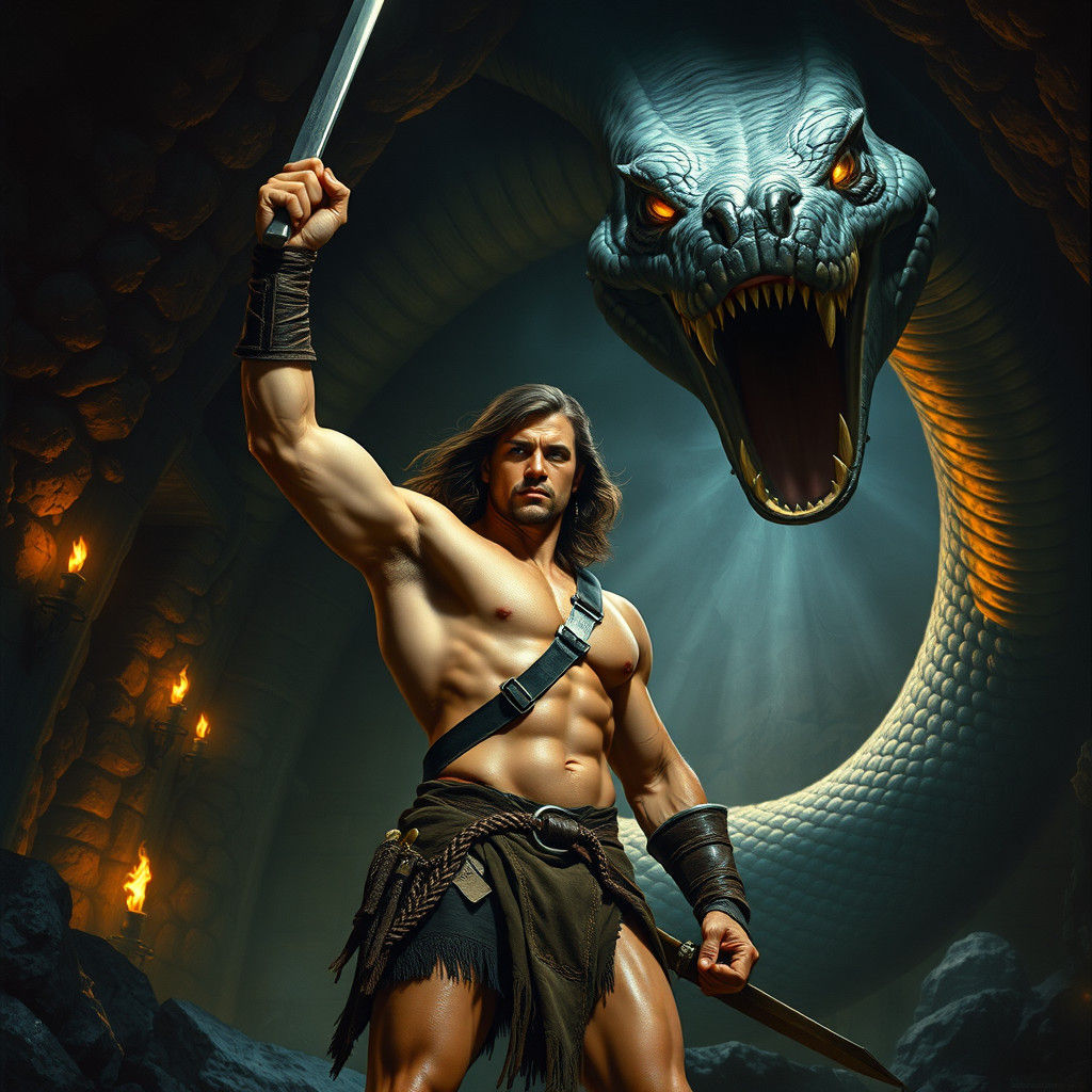 Conan and the Serpent  by @Faea Tuulama
