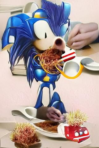 Sonic eating spaghetti
