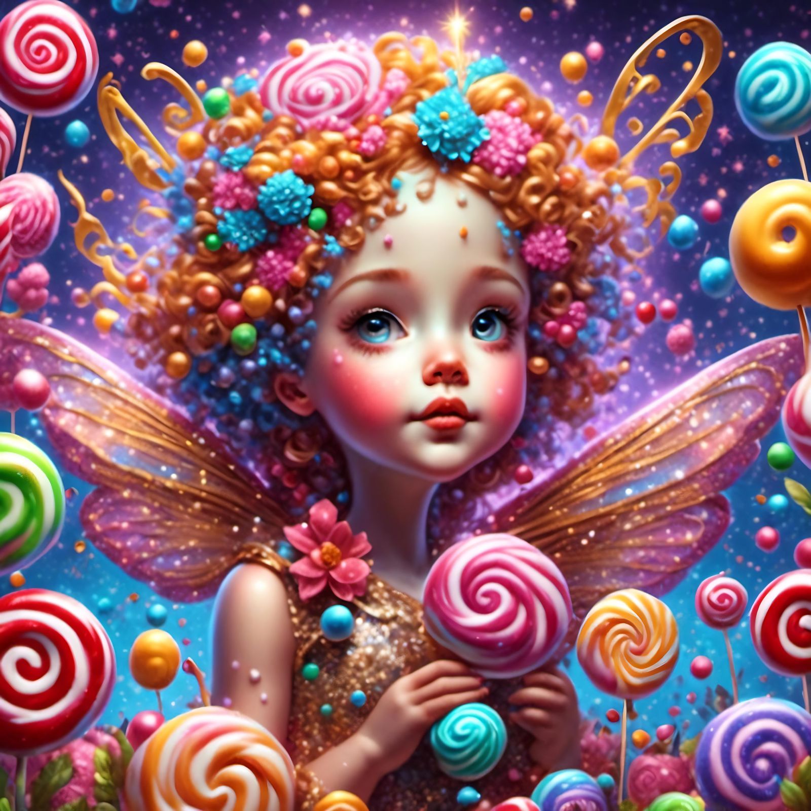 Sweet Psycho Girl in Candy Art Style