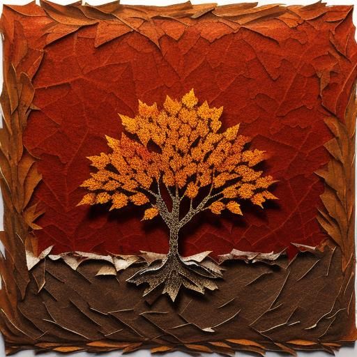textured torn paper art. Cozy Autumn leaves blended with a s...