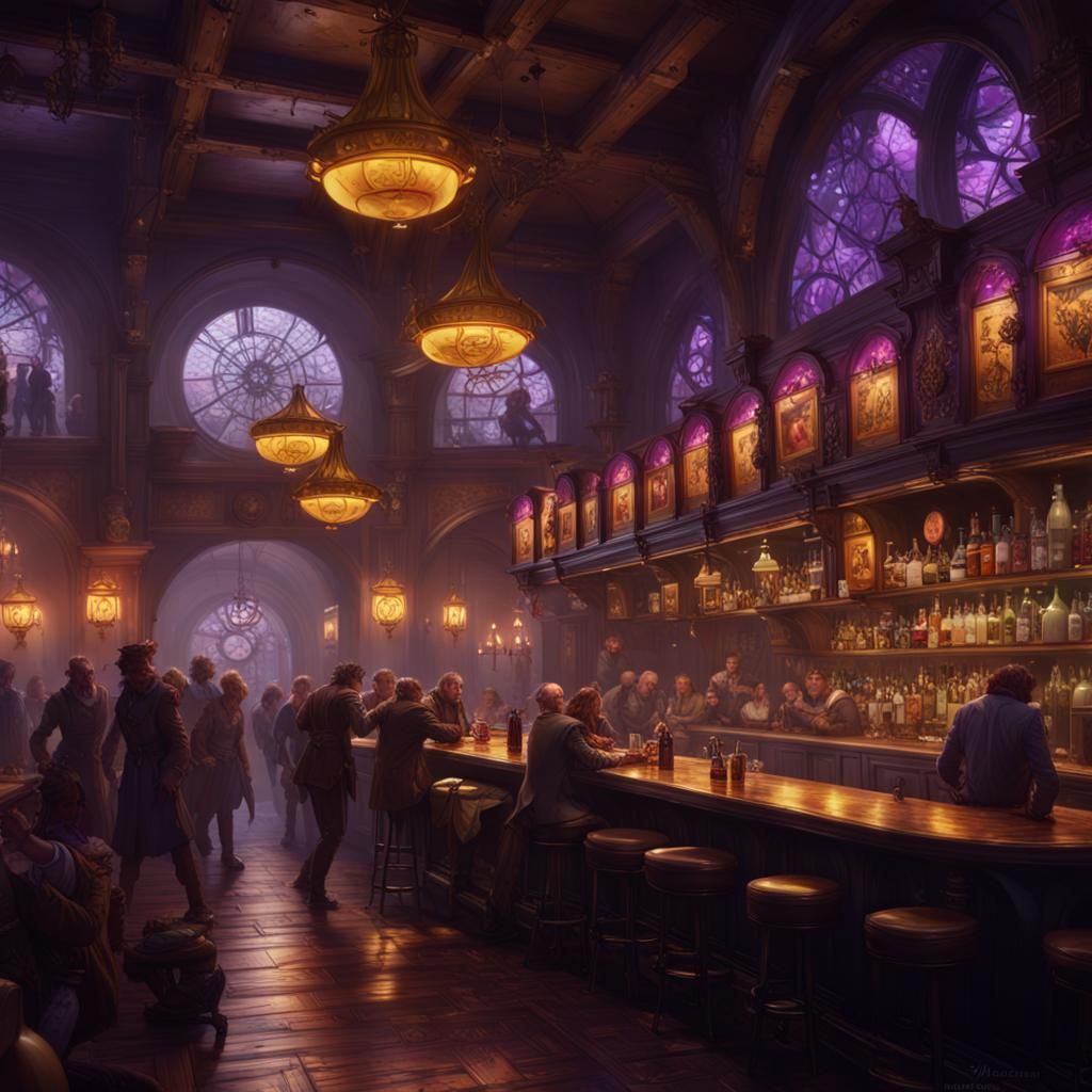 Crowded bar scene interior, large - AI Generated Artwork - NightCafe ...