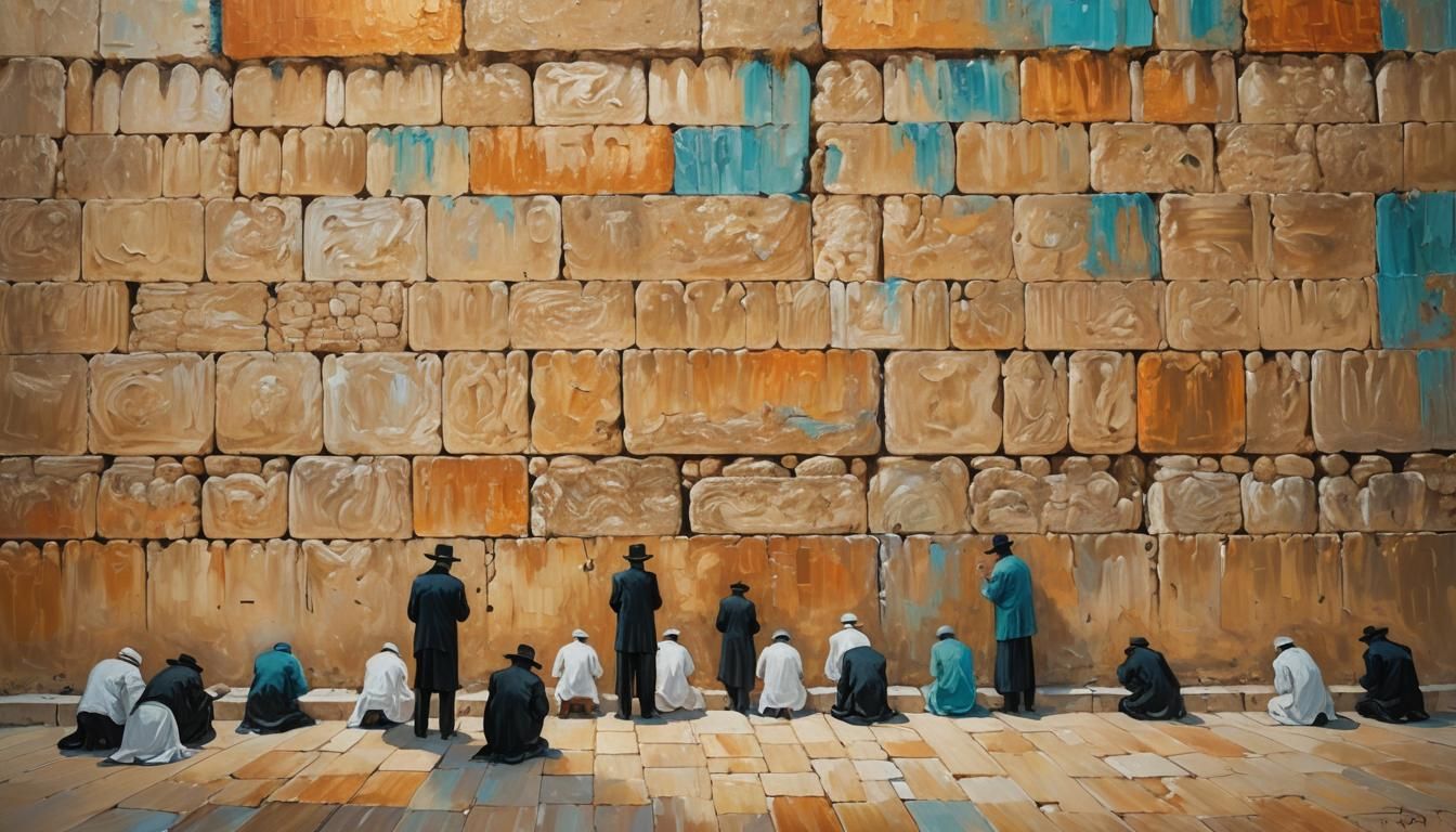 Western Wall Prayer: Impressionist Oil Painting