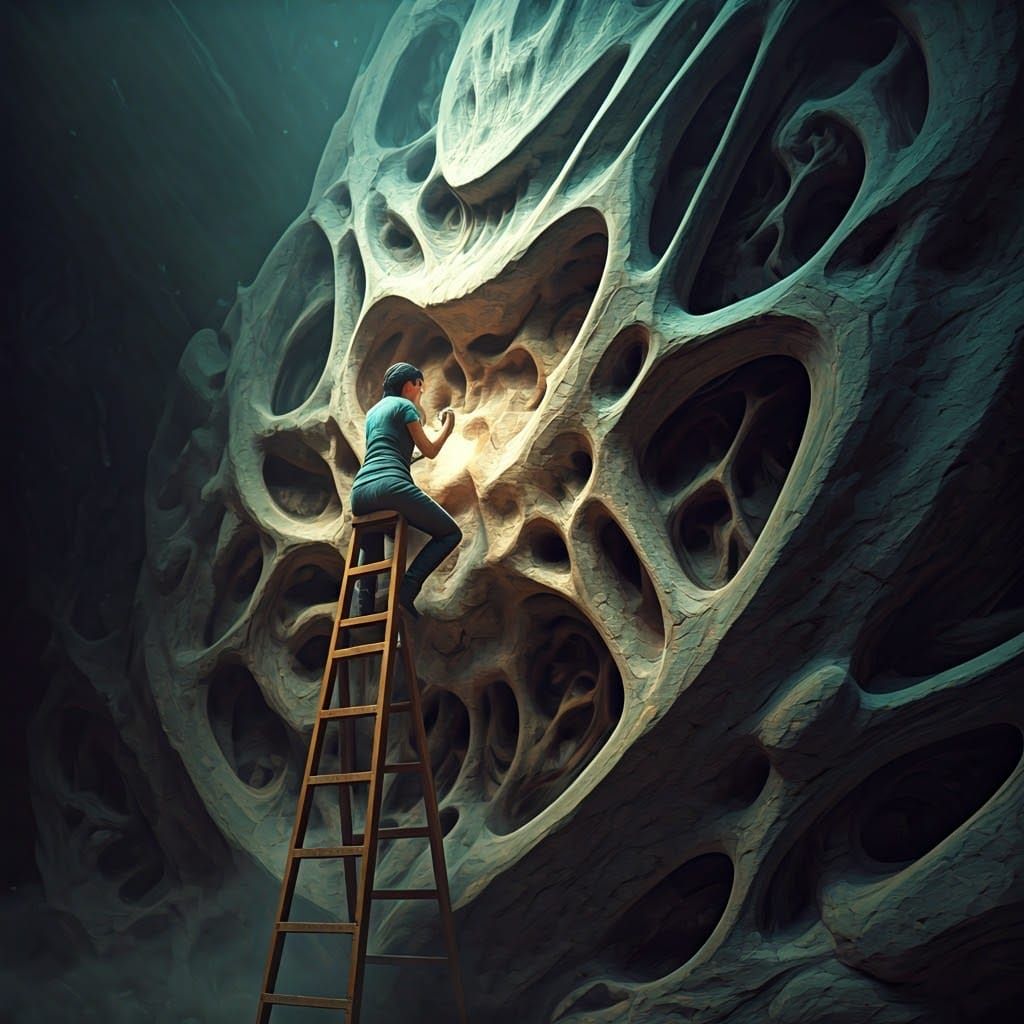 Sculptor Creates Surreal Stone Sculpture in Dramatic Lightin...