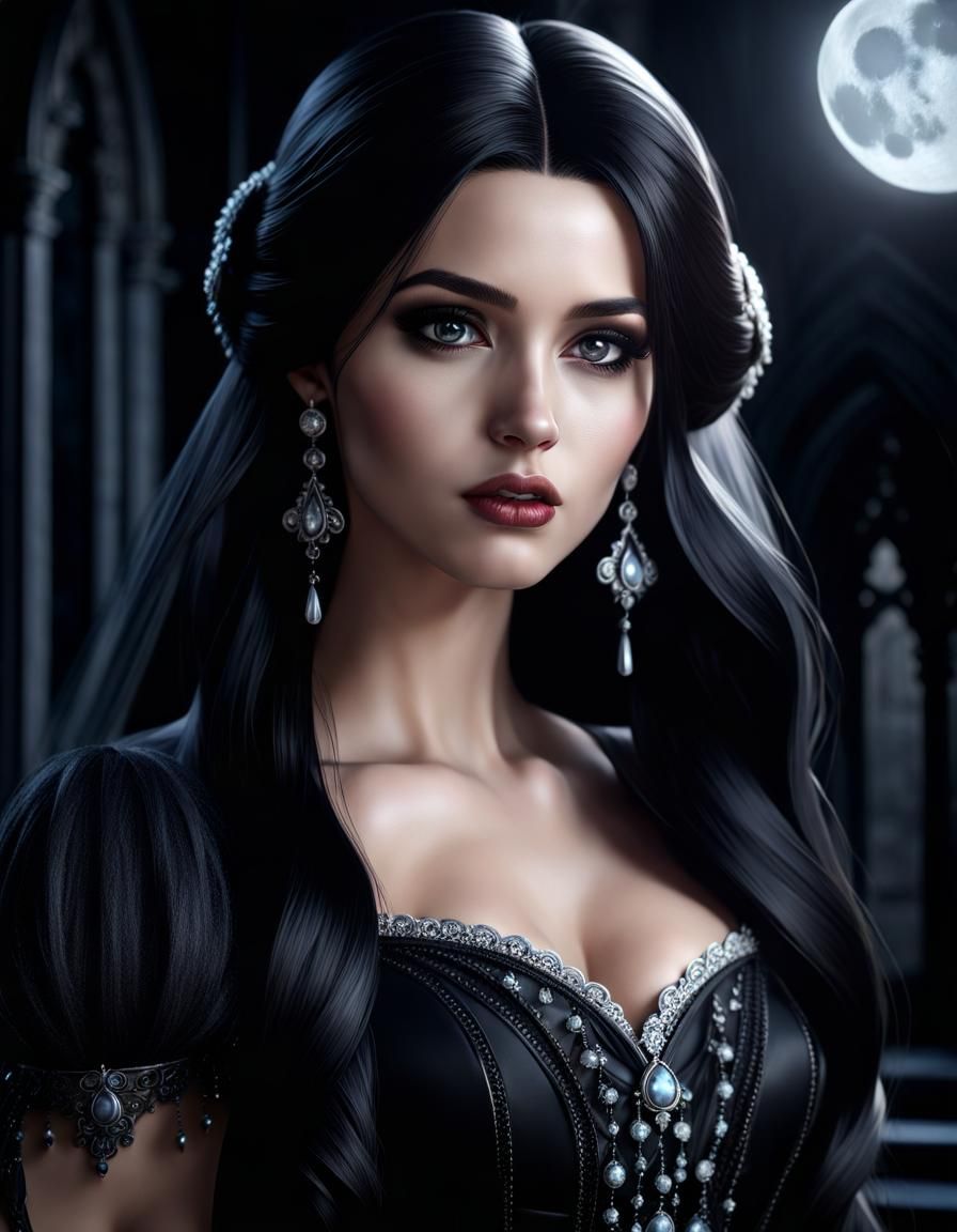 Gothic Girl in Moonlight - AI Generated Artwork - NightCafe Creator