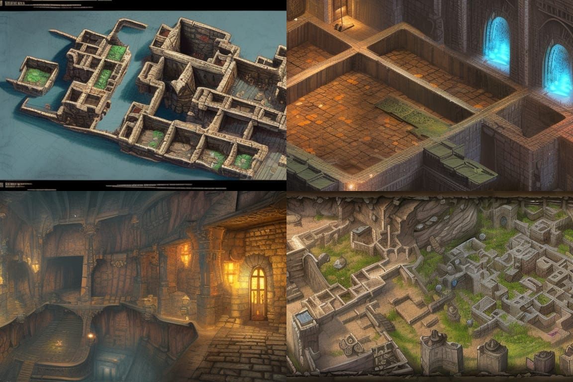 modular dungeon map pieces, 8k resolution concept art, detai...