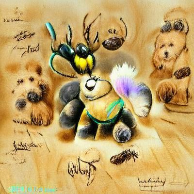 Teddy bear dog puppy Stag Beetle bee insect cartoon fuzzy fl...