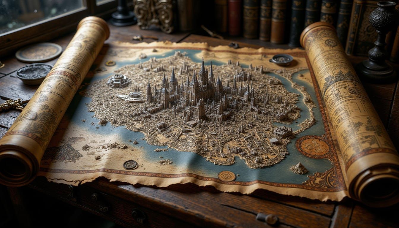 Gothic City Map Unfurled 🗺️✨