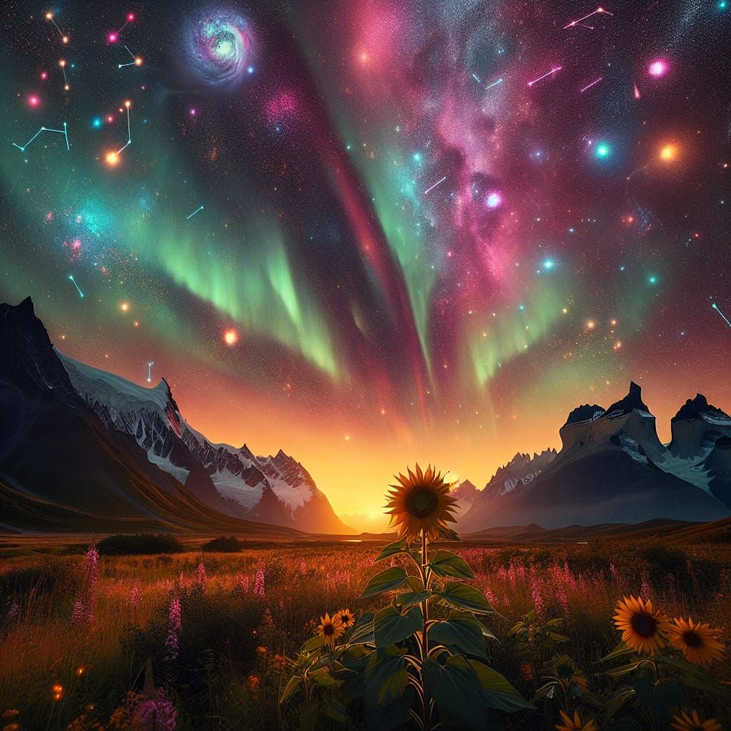 Circular sunflower labyrinth in the valley, top 10%