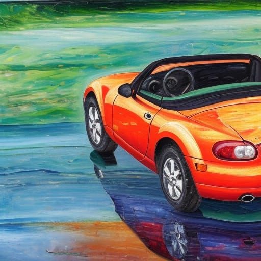 2001 Mazda Miata, dark green,  hyperdetailed