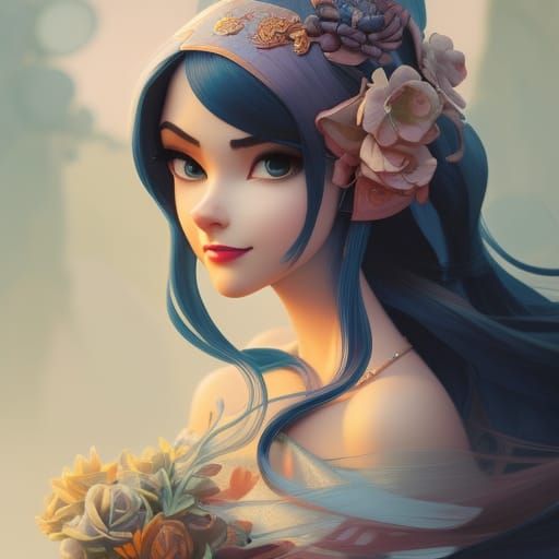 Detailed Portrait of a Woman in Digital Illustration Style