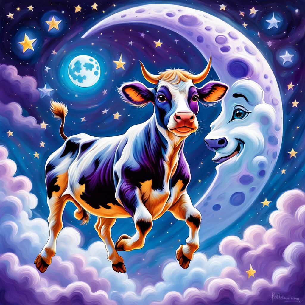 "Hey, Diddle, Diddle." ..."The Cow Jumped Over The Moon" 🐄🌙   by @ ENKAPTUR3