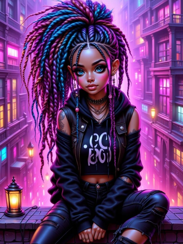 Glam Bratz Woman on City Ledge