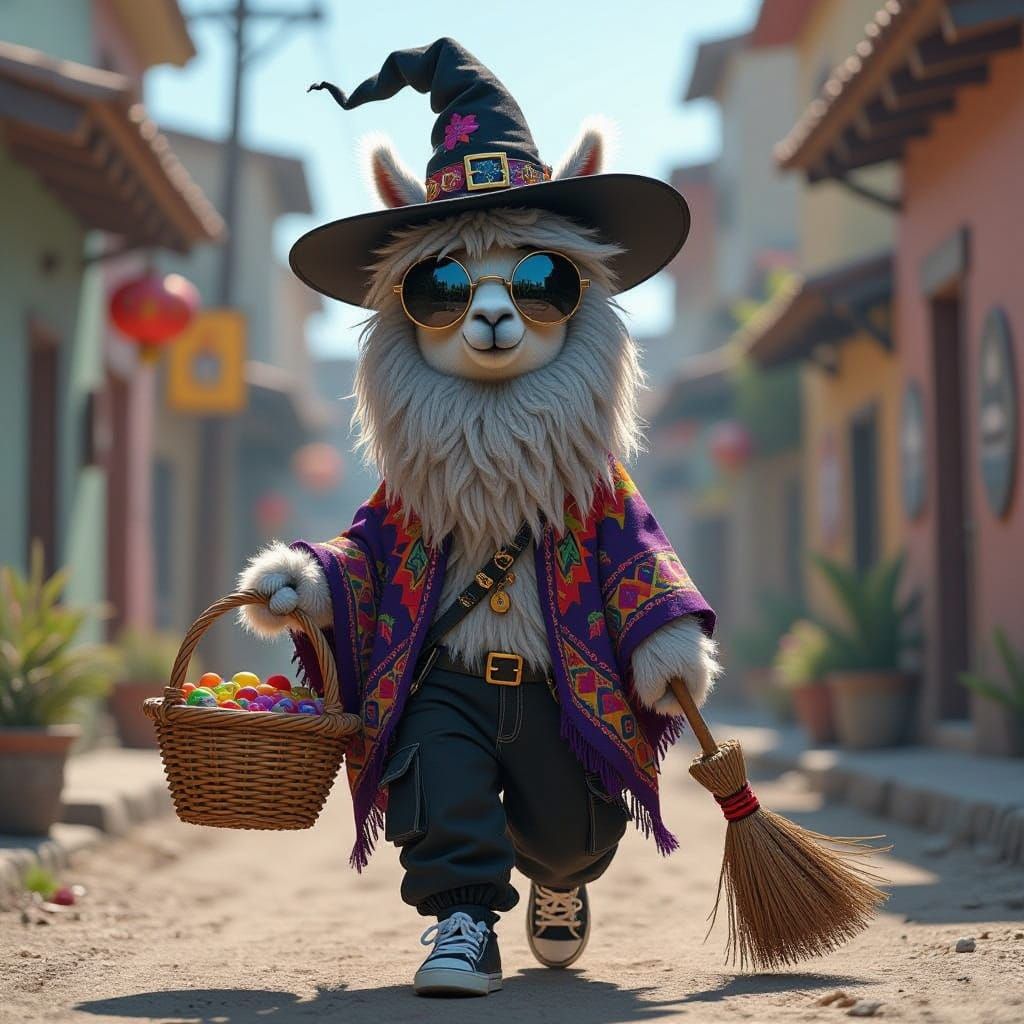 Llama is dancing with a witch - Start Image 1