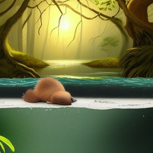 cute platypus swimming in river