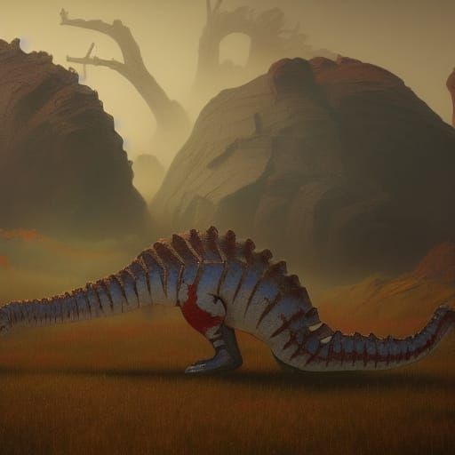 Circus Nightmare Triassic landscape expansive lifelike hyper...